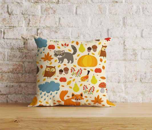 Onay Home Textile Cushion Covers 1 / 12 x 12 inch (30 x 30 cm) Double Side Cute Autumn Birds Cushion Covers Autumn Animal Pillow Cover