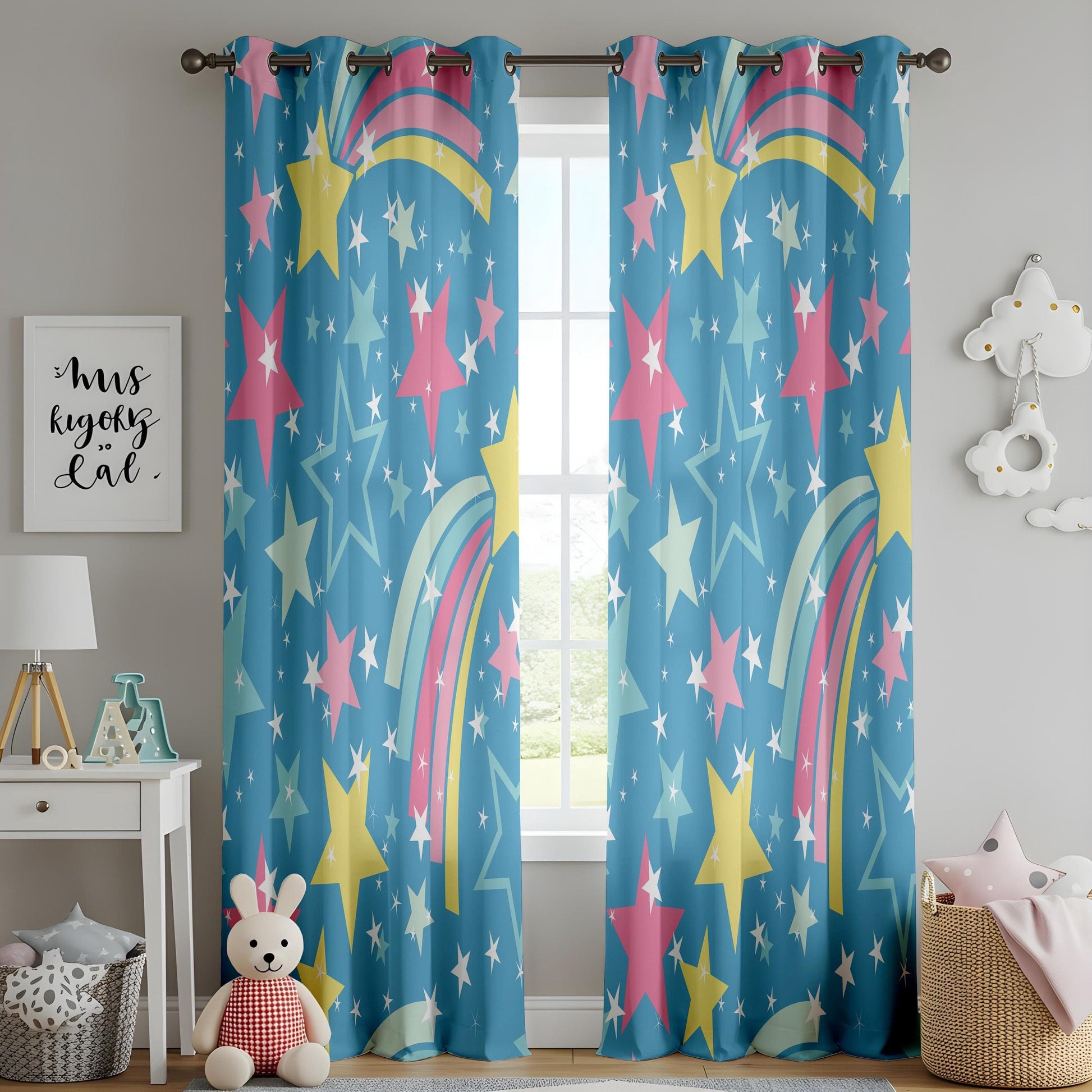 Onay Cute Cactus Children Curtains, Pastel Green Succulent Print Drapes