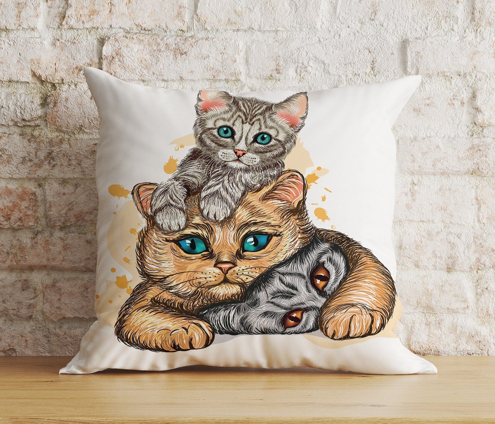 Onay 2 / 12 x 12 inch (30 x 30 cm) Double Side Cute Cat Kitty Kitten Animal Decoration Cushion Cover