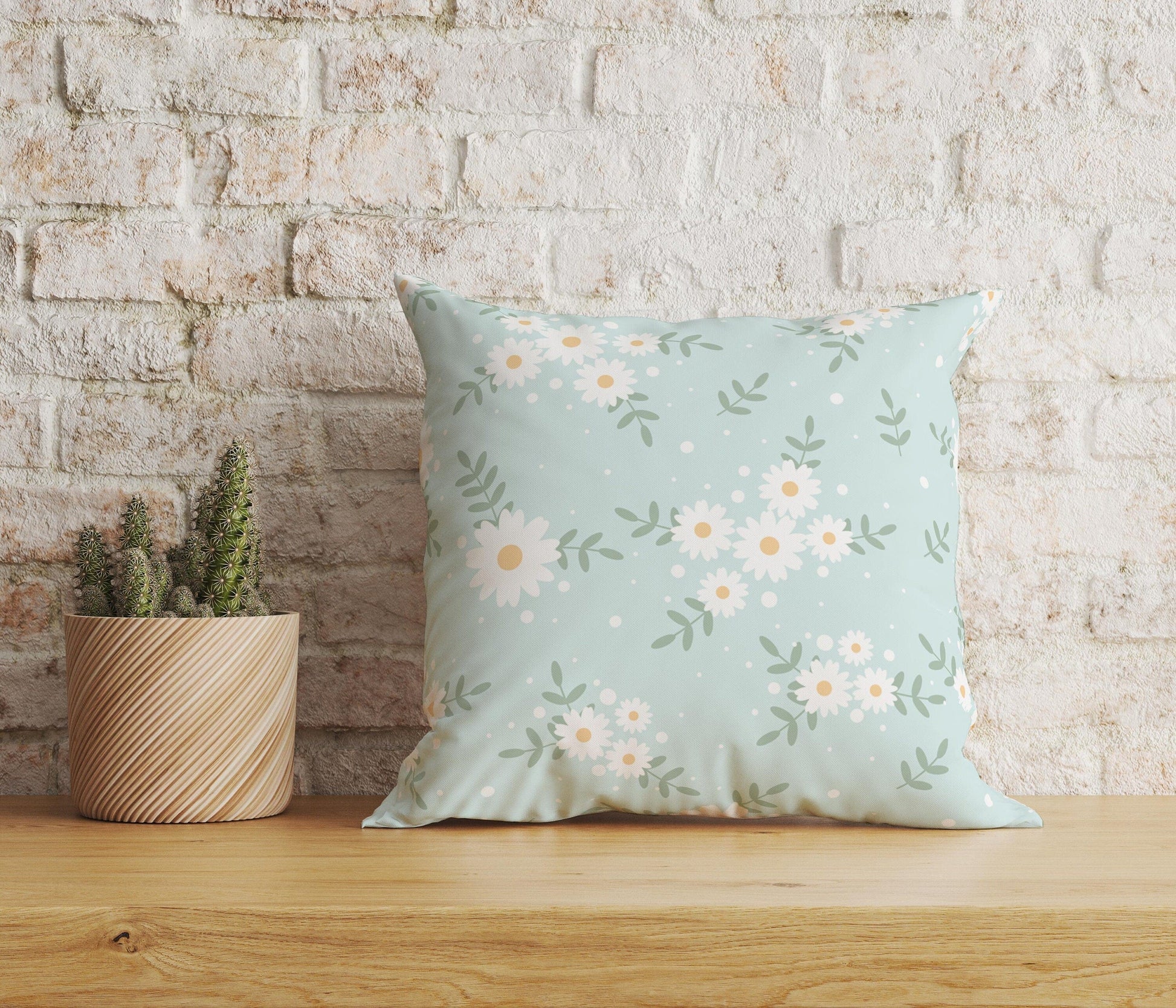 Onay Home Textile Cushion Covers 2 / 12 x 12 inch (30 x 30 cm) Double Side Daisy Cushion Cover Yellow Blue Floral Pillow Covers