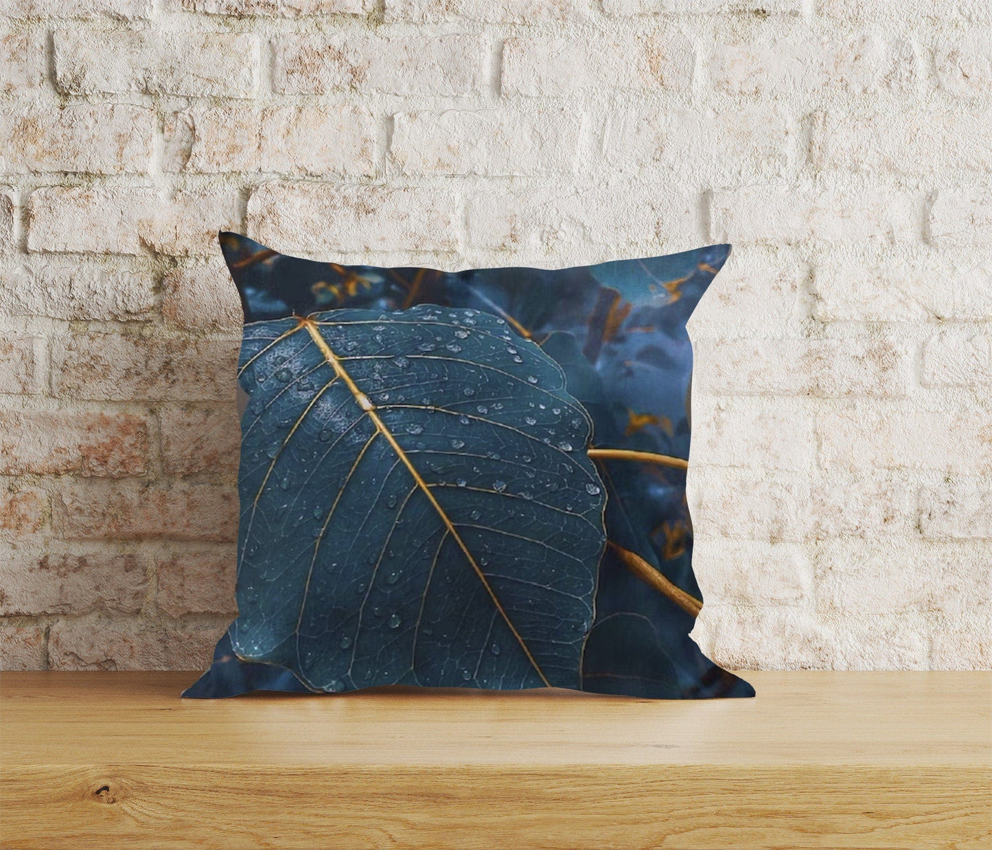 Onay Home Textile Cushion Covers 4 / 12 x 12 inch (30 x 30 cm) Double Side Decorative Emerald Cushion Covers Blue Leaf Scatter Cushions