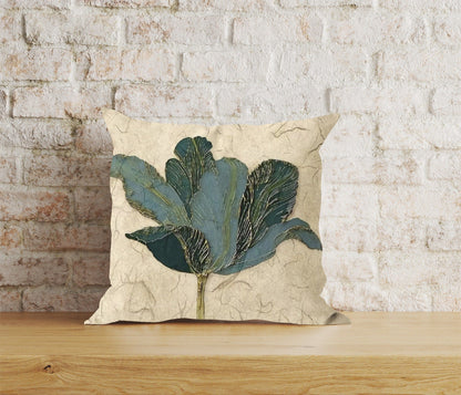 Onay Home Textile Cushion Covers 2 / 12 x 12 inch (30 x 30 cm) Double Side Decorative Emerald Cushion Covers Blue Leaf Scatter Cushions
