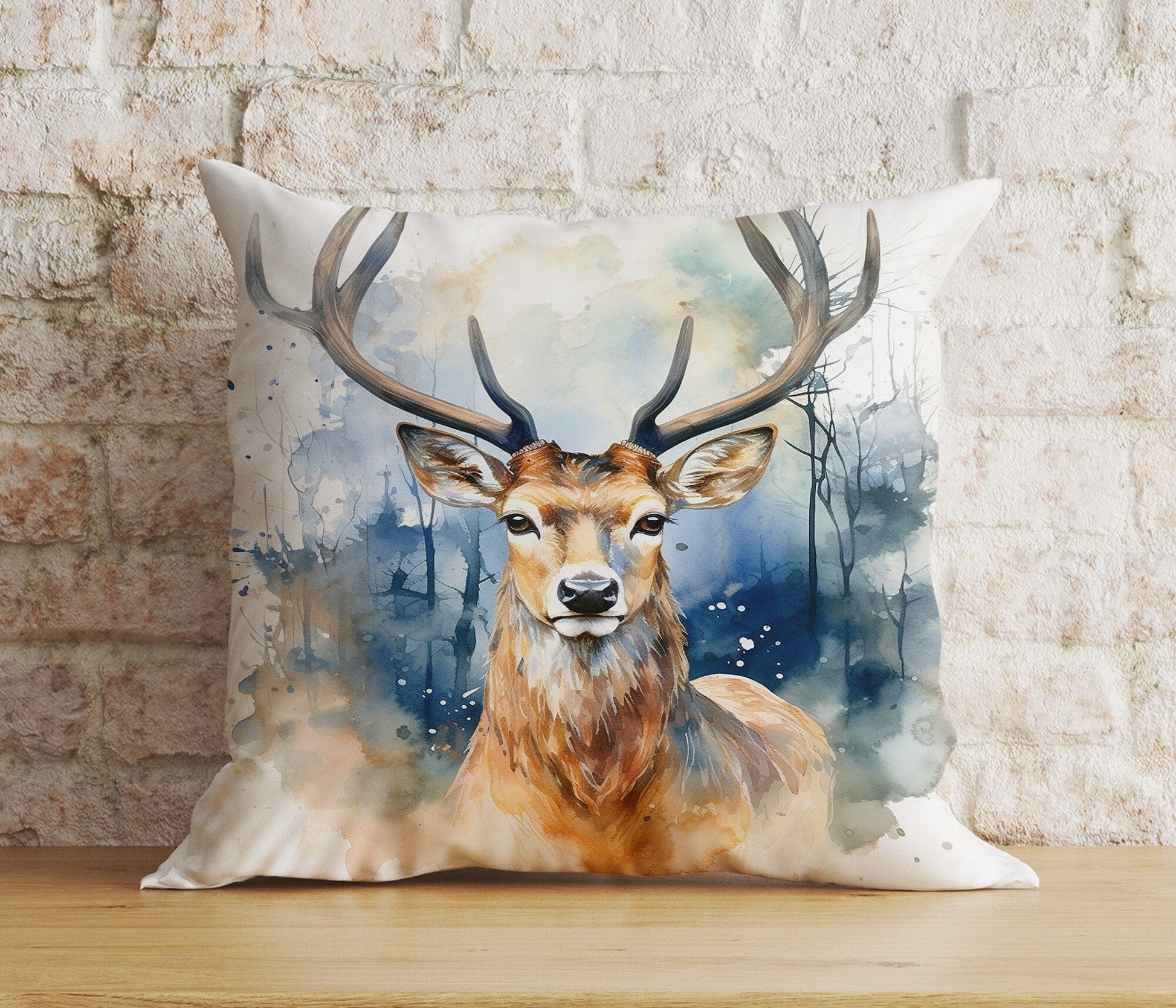 Onay Home Textile Cushion Covers 8 / 12 x 12 inch (30 x 30 cm) Double Side Deer Watercolor Cushion Cover Deer Stag Throw Cushions