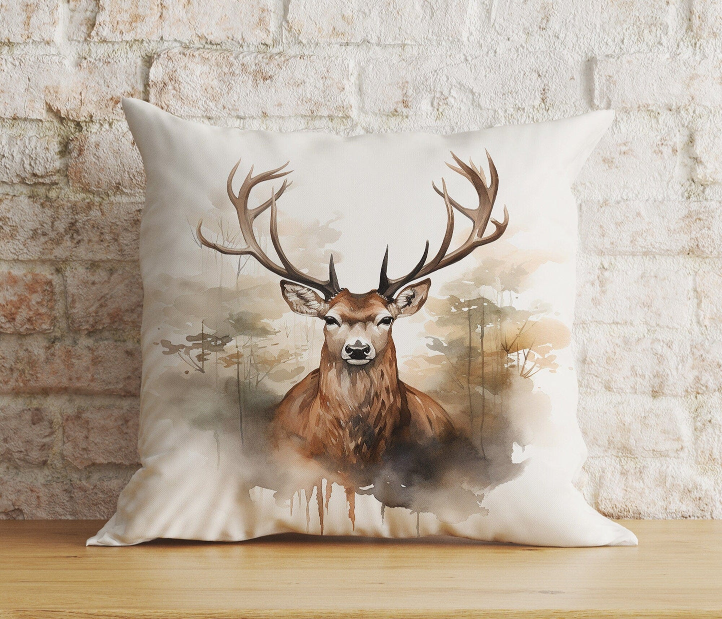 Onay Home Textile Cushion Covers 4 / 12 x 12 inch (30 x 30 cm) Double Side Deer Watercolor Cushion Cover Deer Stag Throw Cushions