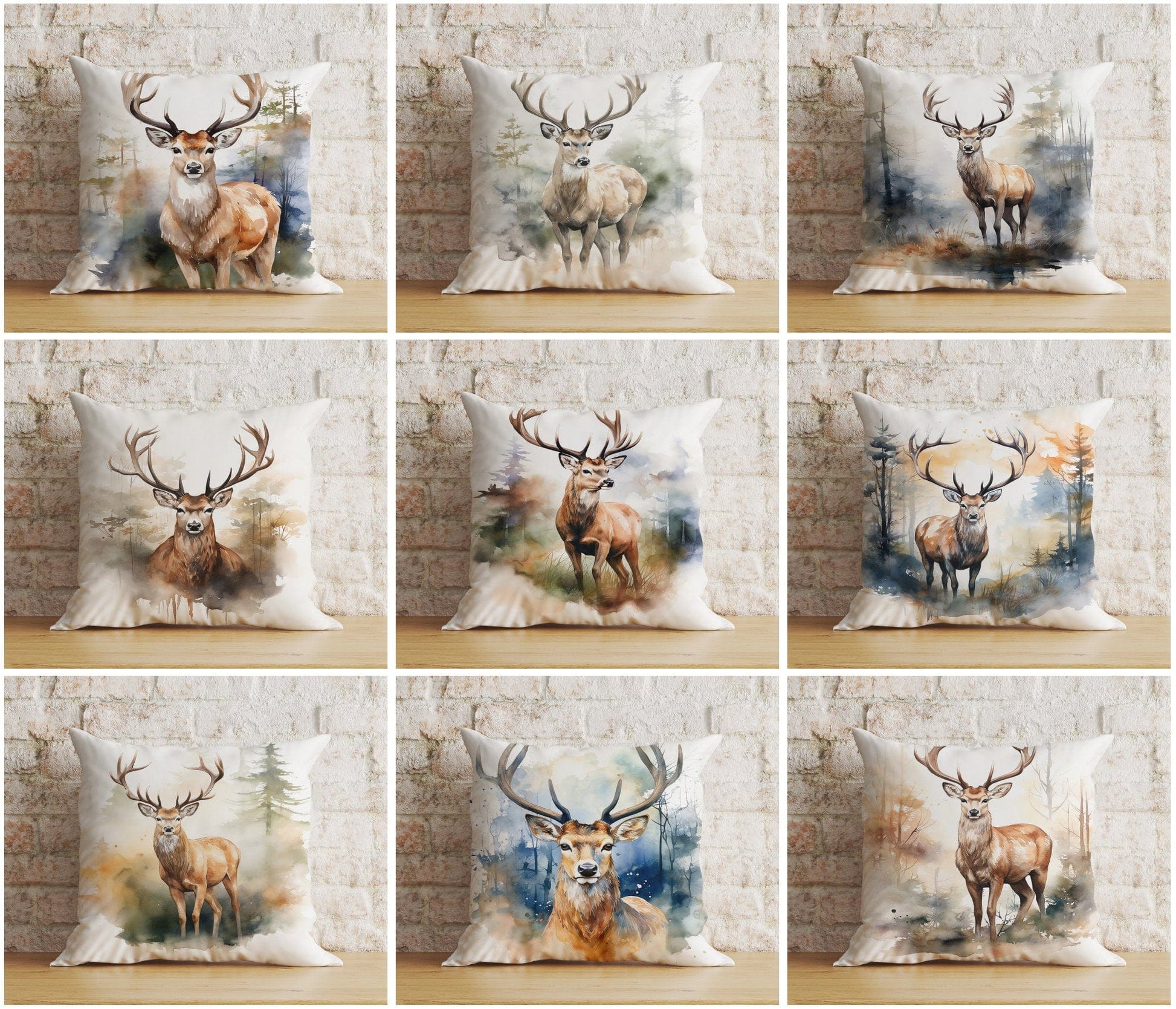 Onay Home Textile Cushion Covers Deer Watercolor Cushion Cover Deer Stag Throw Cushions