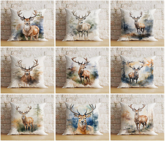 Onay Home Textile Cushion Covers Deer Watercolor Cushion Cover Deer Stag Throw Cushions