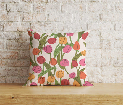 Onay Home Textile Cushion Covers 8 / 12 x 12 inch (30 x 30 cm) Double Side Dutch Tulips Cushion Covers Colorful Decorative Pillow Case