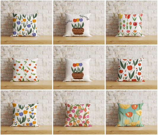 Onay Home Textile Cushion Covers Dutch Tulips Cushion Covers Colorful Decorative Pillow Case