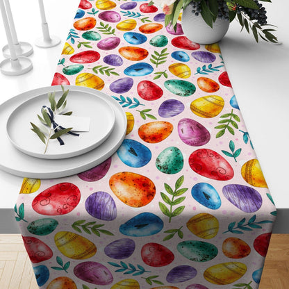 Onay 2 / 12 x 46 inch (30 x 120 cm) Easter Bunney Easter Egg Colorful Decor Table Runner