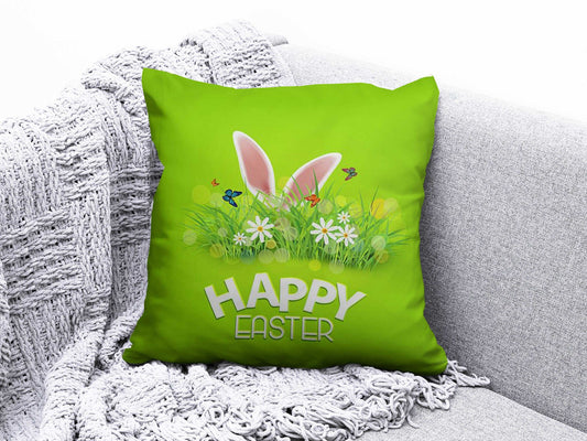 Onay 1 / 12 x 12 inch (30 x 30 cm) Easter Eggs Flowers Happy Easter Spring Cushion Cover