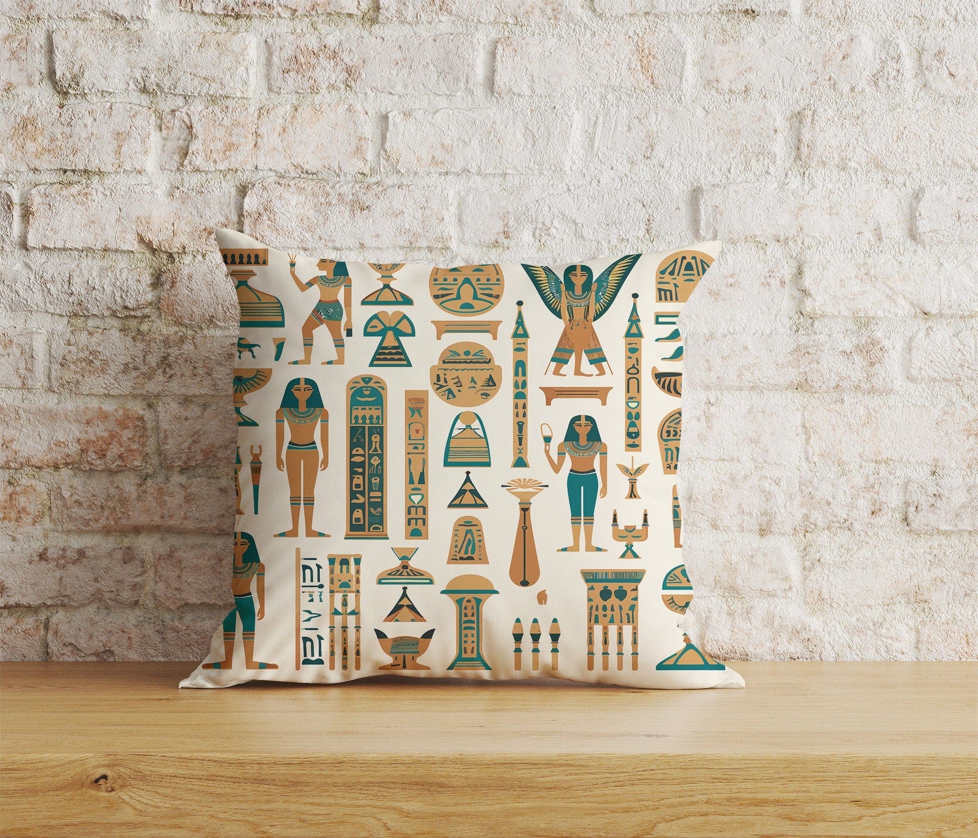 Onay Home Textile Cushion Covers 3 / 12 x 12 inch (30 x 30 cm) Double Side Egypt Pillow Cover Egyptian Hieroglyphs Cushion Cover