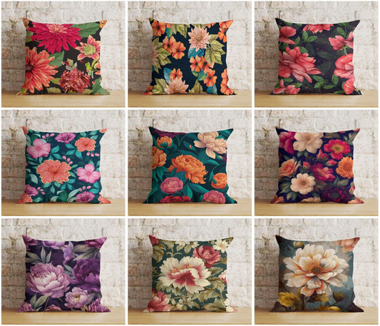 Onay Elegant Colorful Floral Vintage Flower Print Cushion Covers
