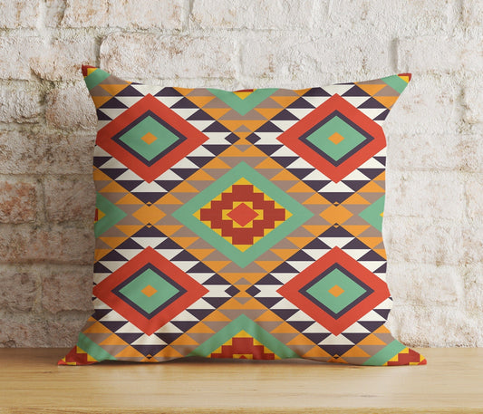 Onay 1 / 12 x 12 inch (30 x 30 cm) Double Side Ethnic Turkish Kilim Aztec Rug Traditional Cushion Cover