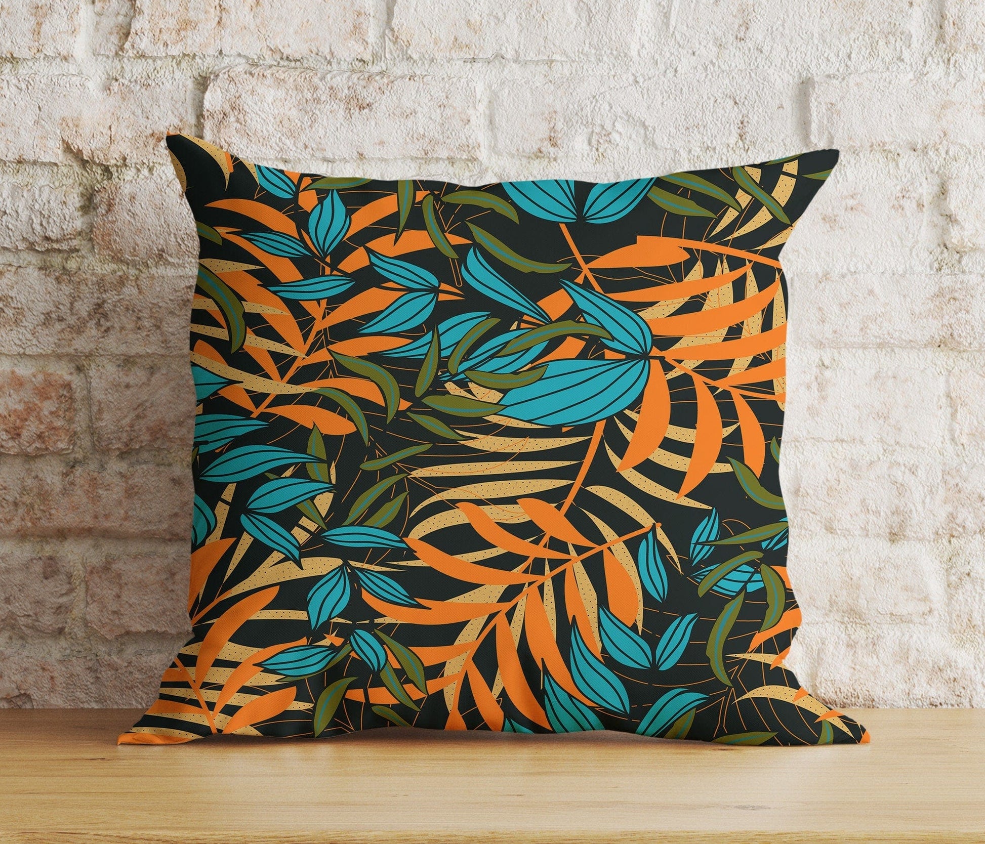 Onay 4 / 12 x 12 inch (30 x 30 cm) Exotic Floral Colorful Palm Leaves Modern Cushion Cover