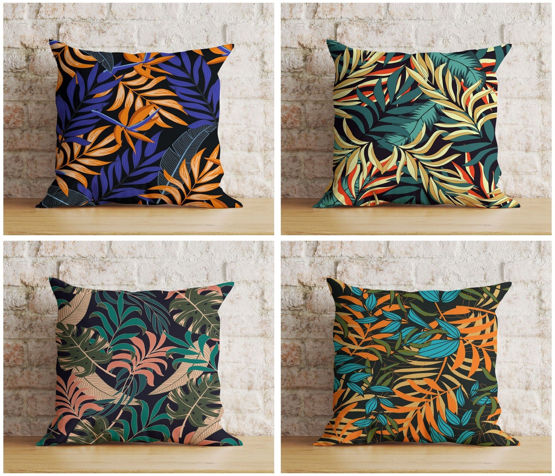 Onay Exotic Floral Colorful Palm Leaves Modern Cushion Cover