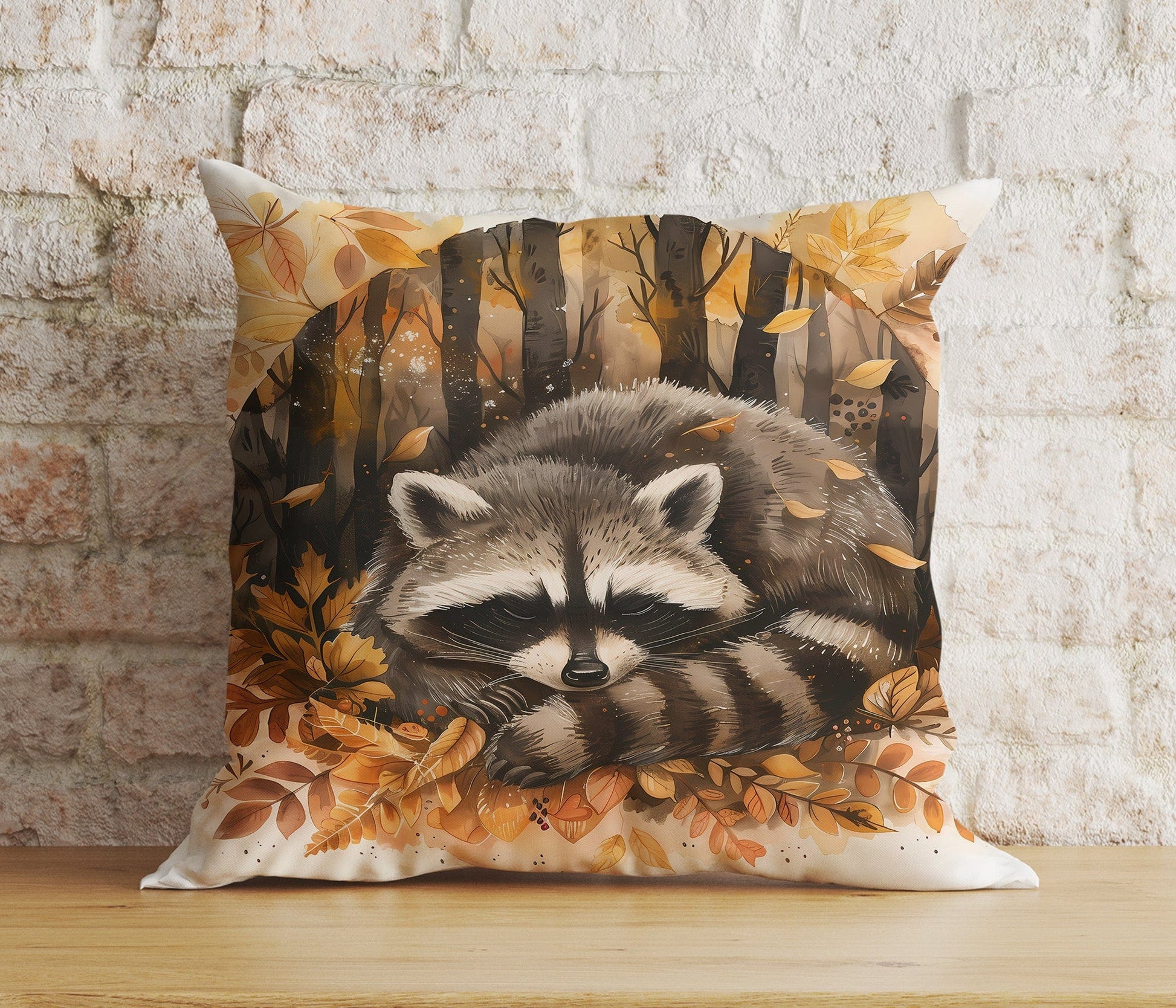Onay Cushion Covers Fall Raccoon Halloween Pumpkin and Woodland Cushion Covers