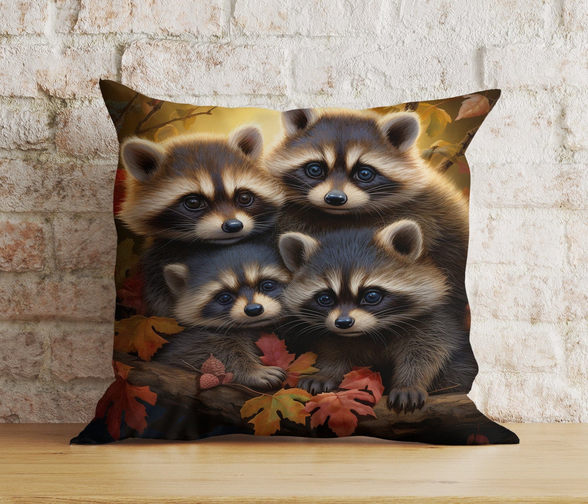 Onay Cushion Covers Fall Raccoon Halloween Pumpkin and Woodland Cushion Covers