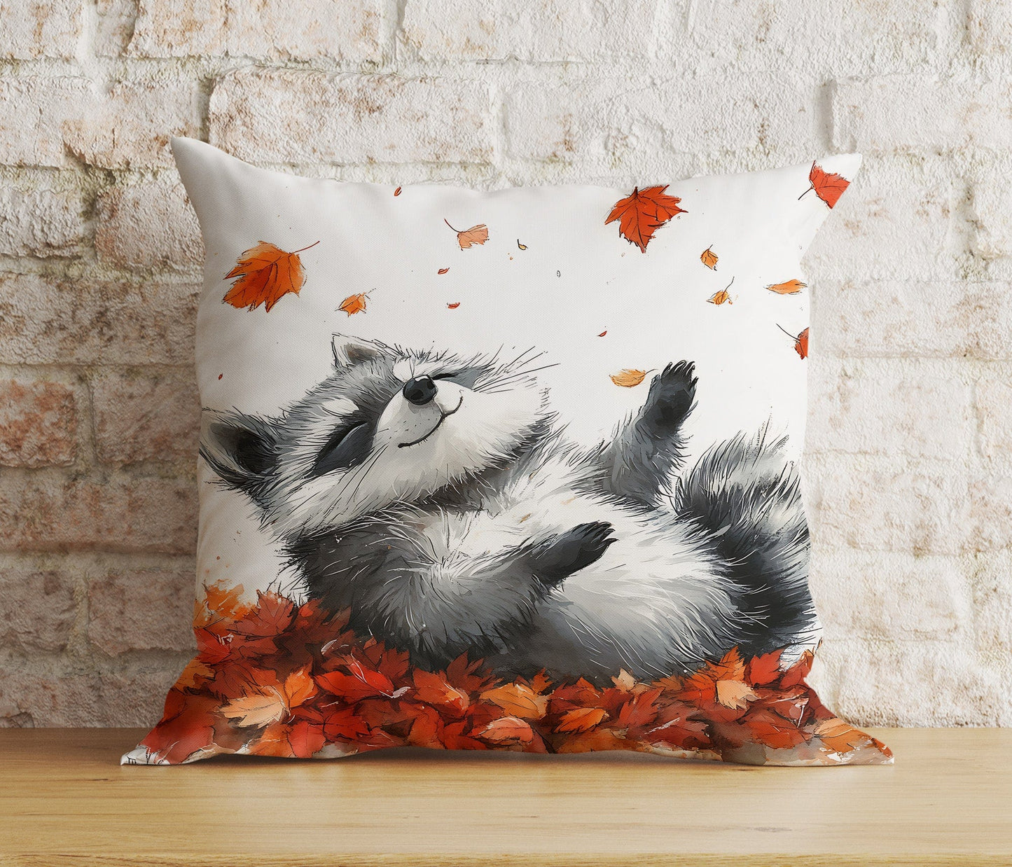 Onay Cushion Covers Fall Raccoon Halloween Pumpkin and Woodland Cushion Covers