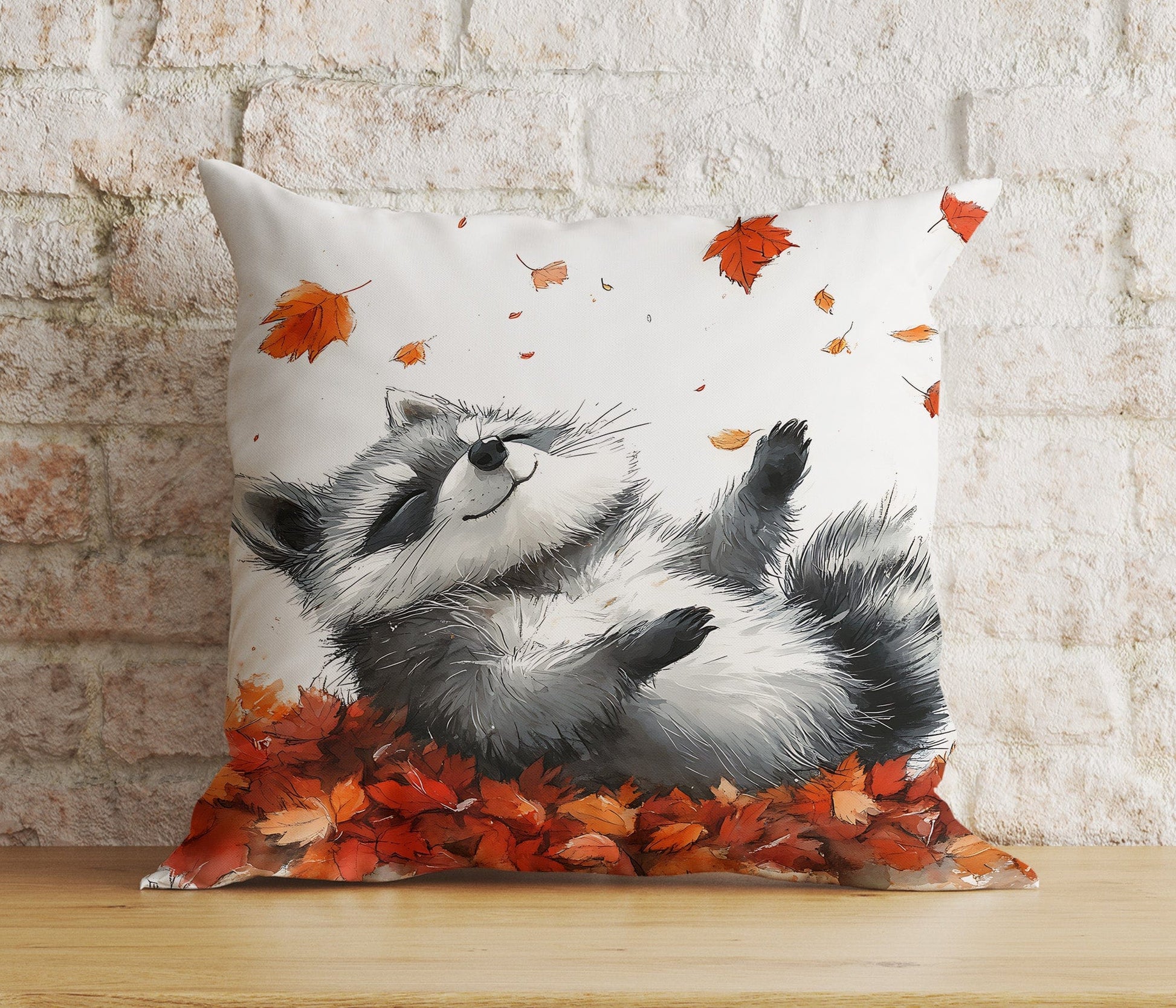 Onay Cushion Covers Fall Raccoon Halloween Pumpkin and Woodland Cushion Covers