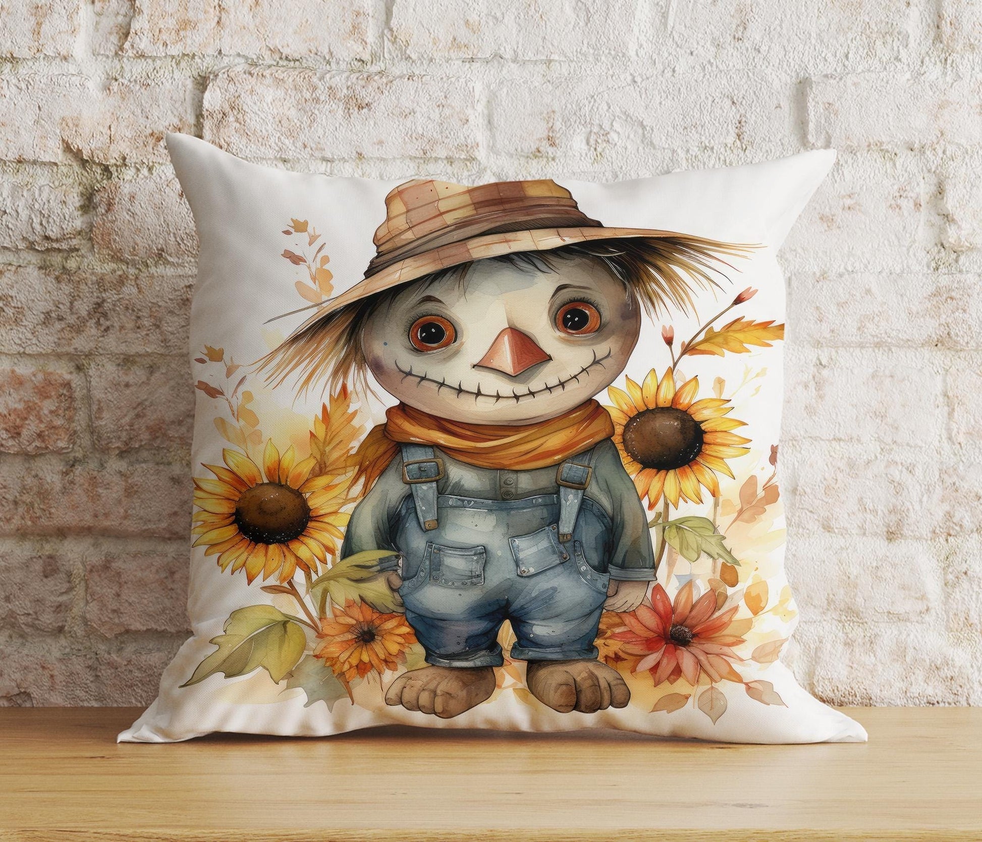 Onay Cushion Covers 2 / 12 x 12 inch (30 x 30 cm) Double Side Fall Trend Pillow Cover Garden Scarecrow Cushion Cover