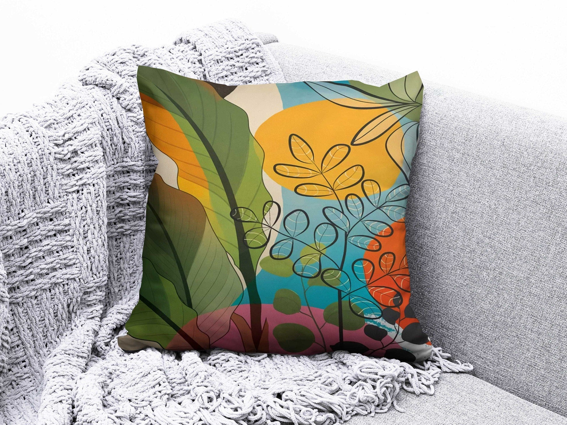 Onay 4 / 12 x 12 inch (30 x 30 cm) Floral Abstract Pastel Floral Minimalist Cushion Covers
