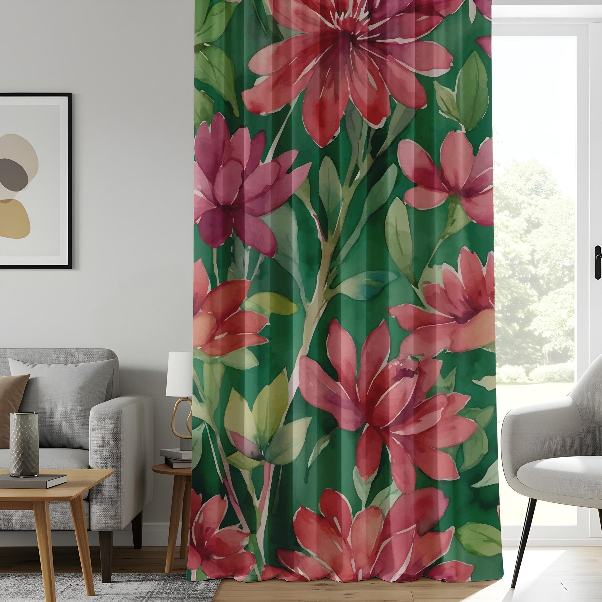 Onay Floral Bedroom Curtains Blossom Living Room Drapes, Romantic Curtains