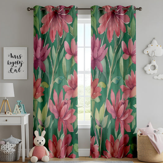 Onay Floral Bedroom Curtains Blossom Living Room Drapes, Romantic Curtains