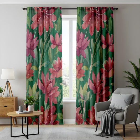 Onay Floral Bedroom Curtains Blossom Living Room Drapes, Romantic Curtains