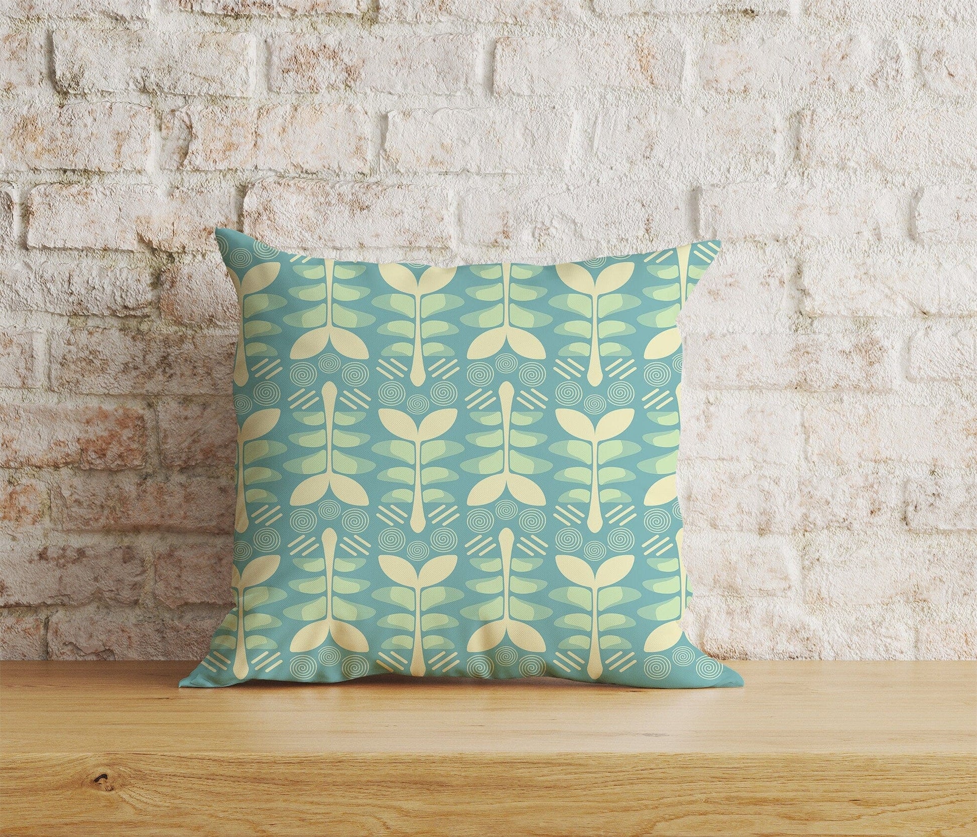 Onay Home Textile Cushion Covers 6 / 12 x 12 inch (30 x 30 cm) Double Side Floral Botanical Flower Cushion Cover Leaf & Spiral Pattern