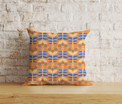 Onay Home Textile Cushion Covers 2 / 12 x 12 inch (30 x 30 cm) Double Side Floral Botanical Flower Cushion Cover Leaf & Spiral Pattern