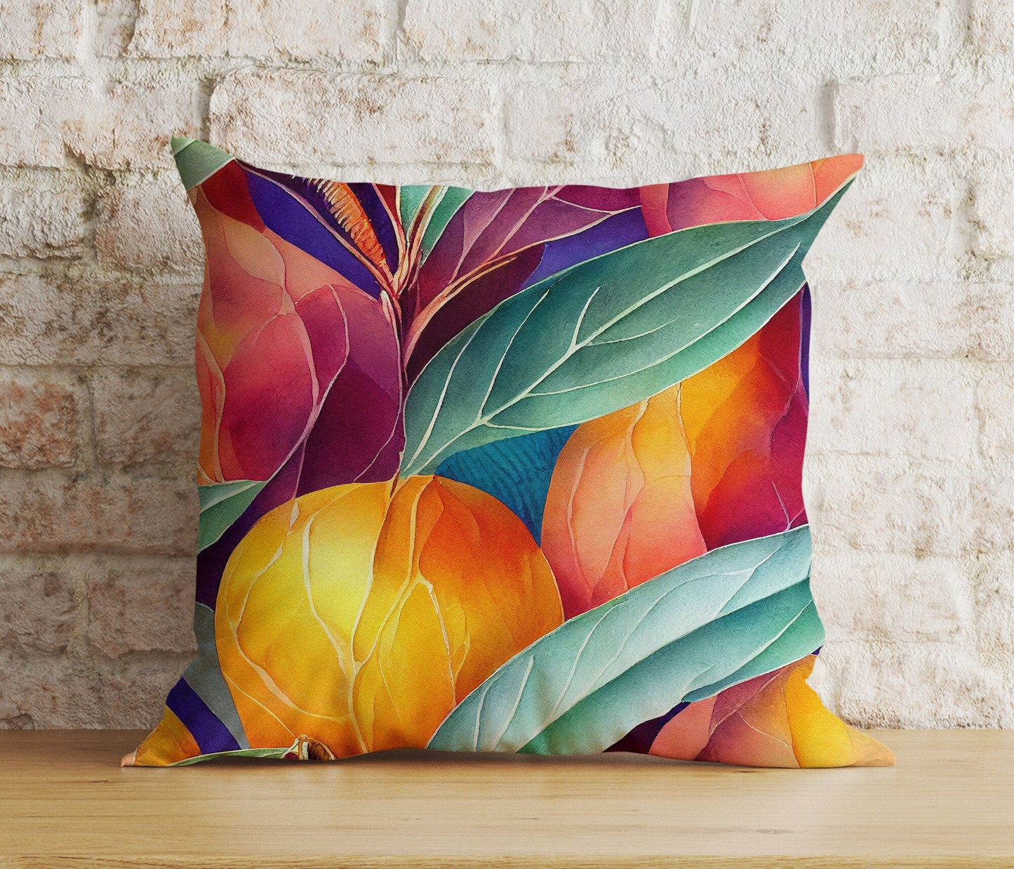 Onay 4 / 12 x 12 inch (30 x 30 cm) Double Side Floral Colorful Botanical Leaves Couch Cushion Cover