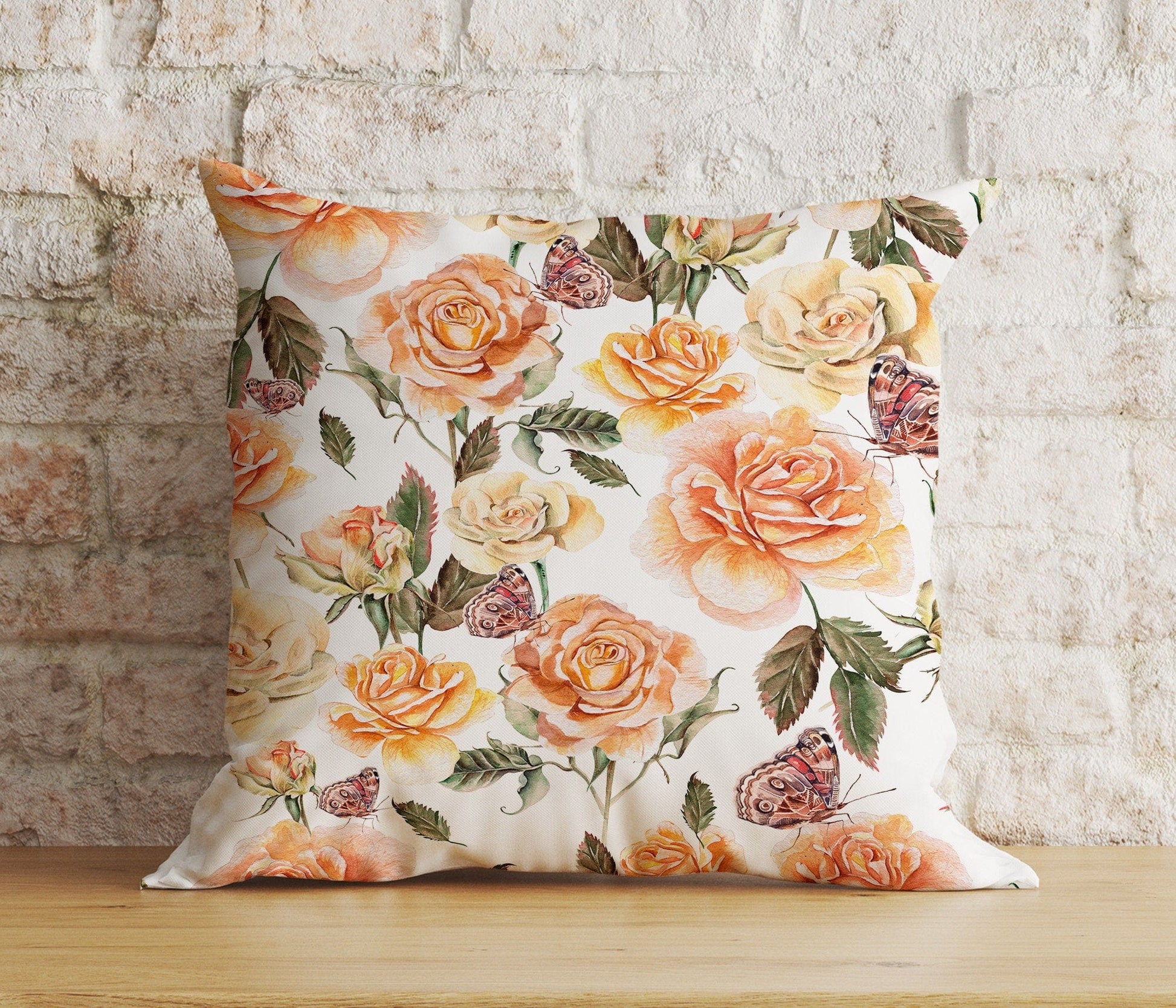 Onay 6 / 12 x 12 inch (30 x 30 cm) Double Side Floral Colourful Vintage Floral Rose Cushion Cover