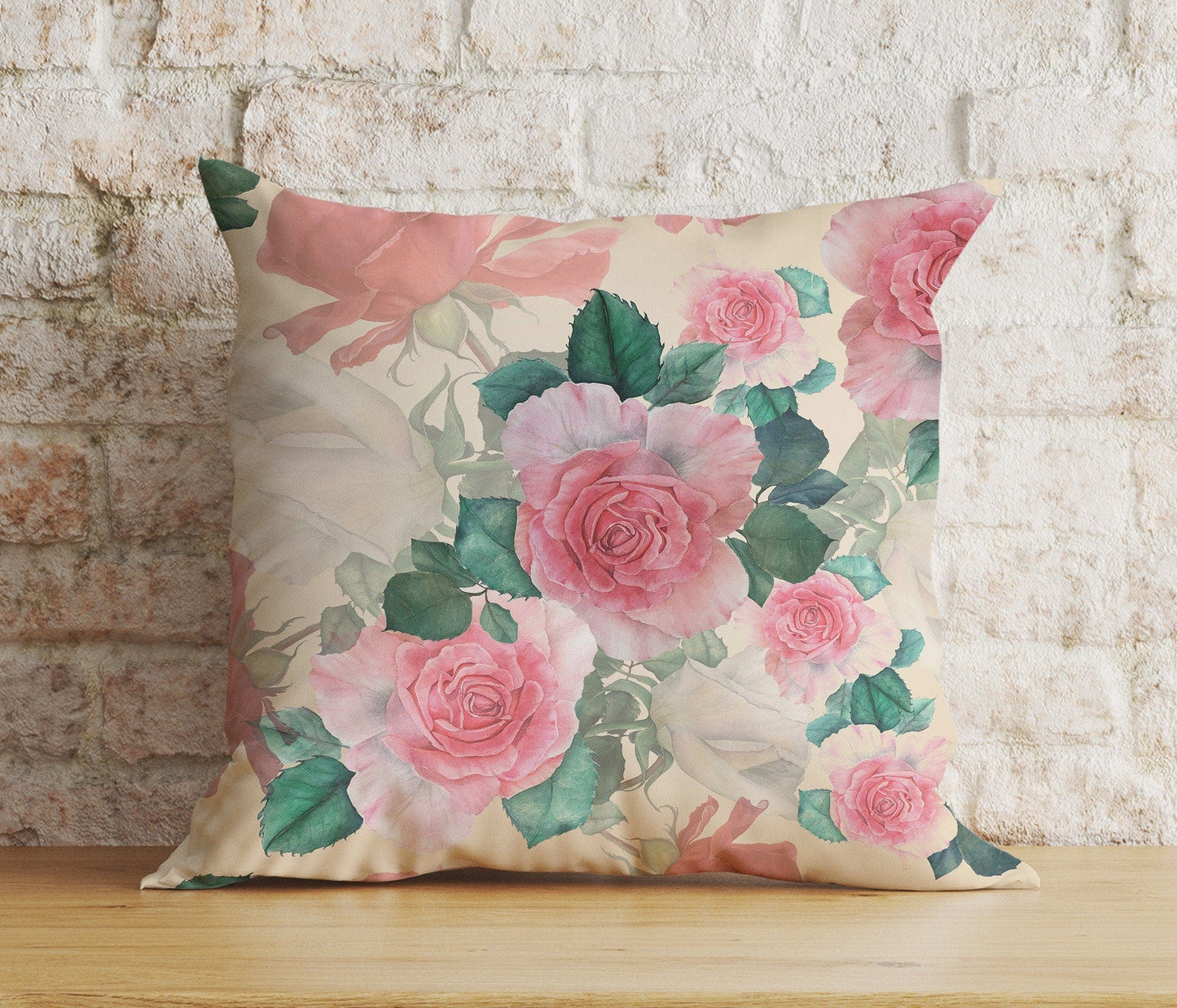 Onay 2 / 12 x 12 inch (30 x 30 cm) Double Side Floral Colourful Vintage Floral Rose Cushion Cover