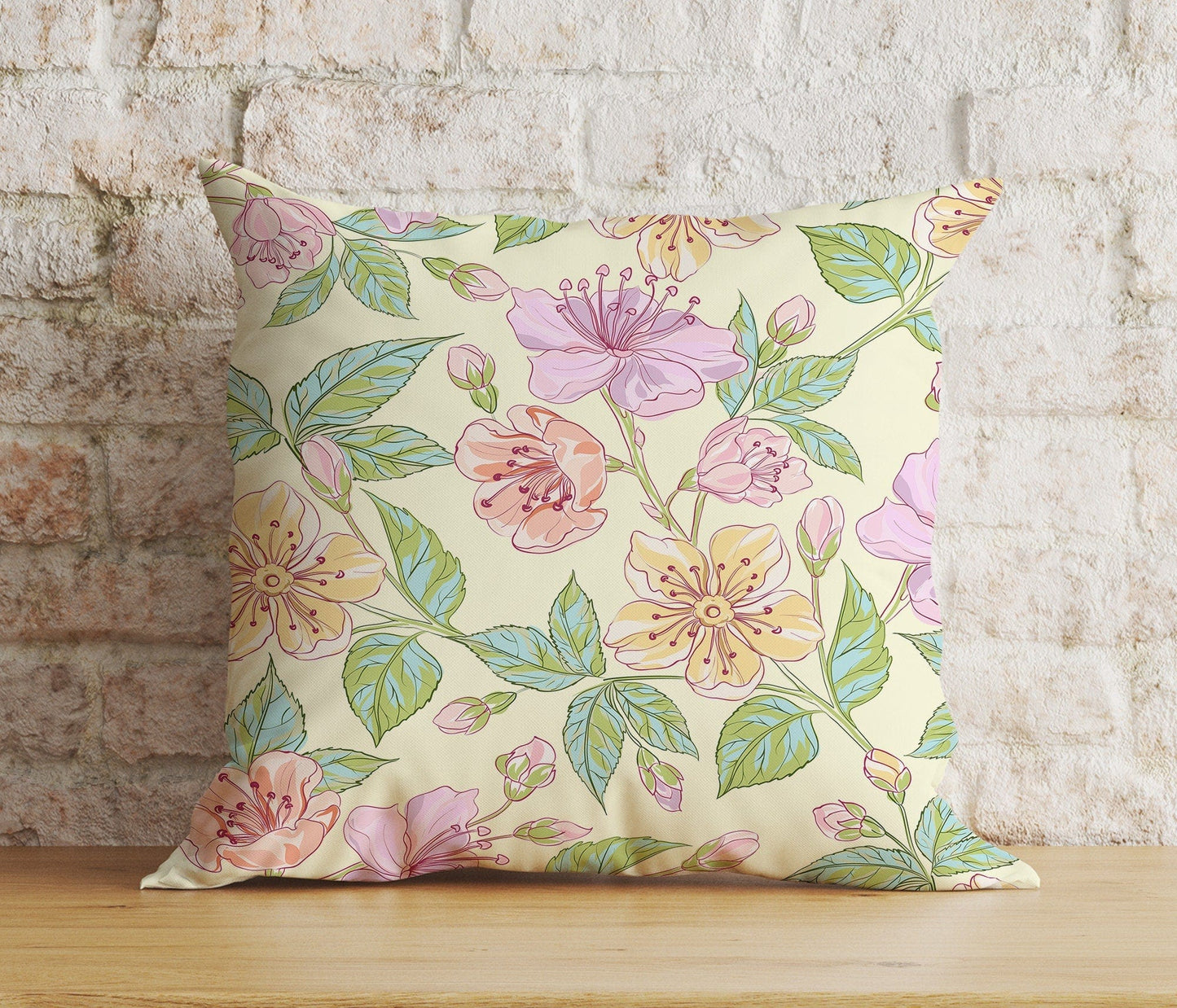 Onay 1 / 12 x 12 inch (30 x 30 cm) Double Side Floral Colourful Vintage Floral Rose Cushion Cover