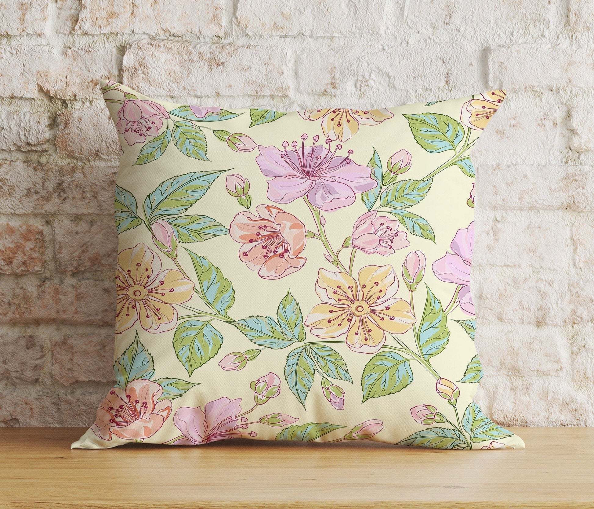 Onay 1 / 12 x 12 inch (30 x 30 cm) Double Side Floral Colourful Vintage Floral Rose Cushion Cover