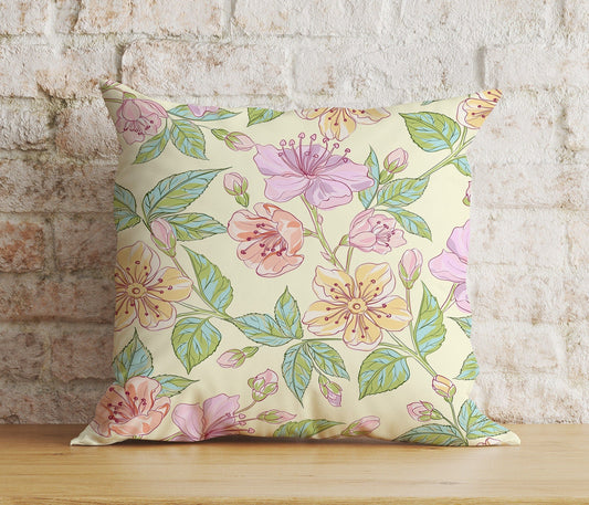 Onay 1 / 12 x 12 inch (30 x 30 cm) Double Side Floral Colourful Vintage Floral Rose Cushion Cover