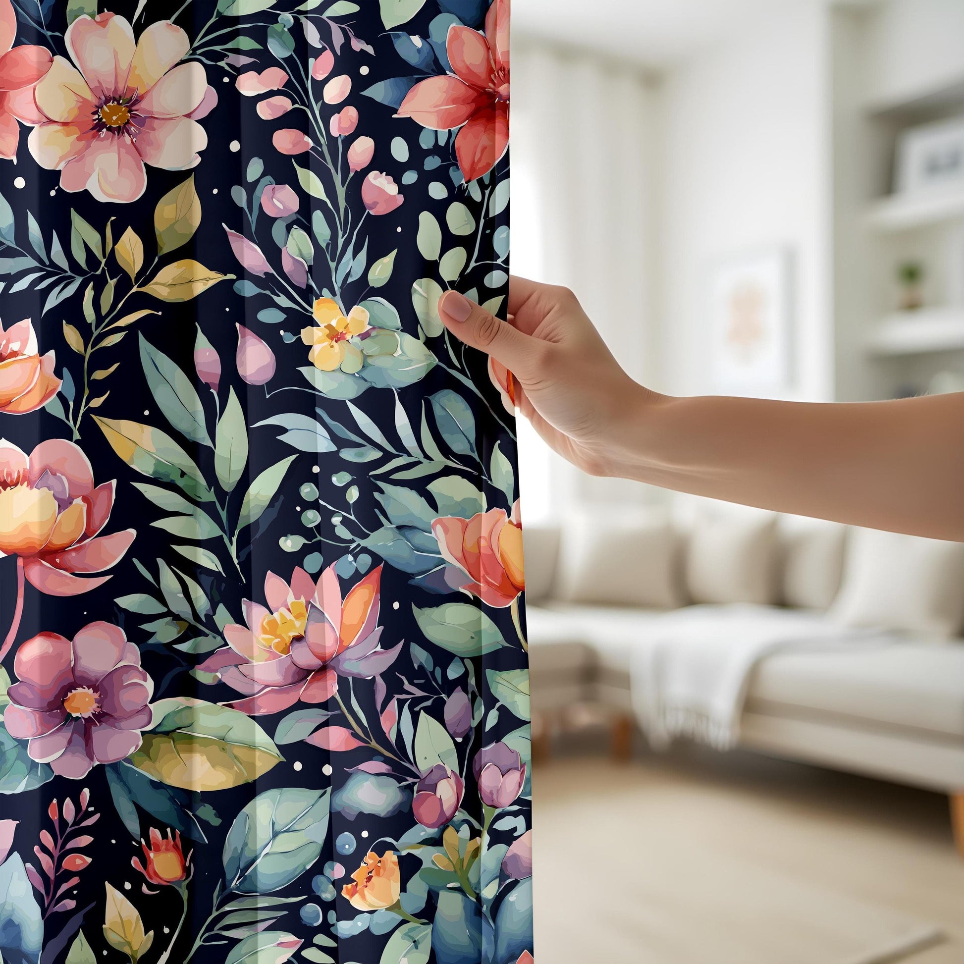 Onay Floral Garden Window Curtains, Colorful Botanical Drapes for Living Room