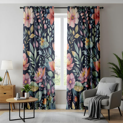 Onay Floral Garden Window Curtains, Colorful Botanical Drapes for Living Room
