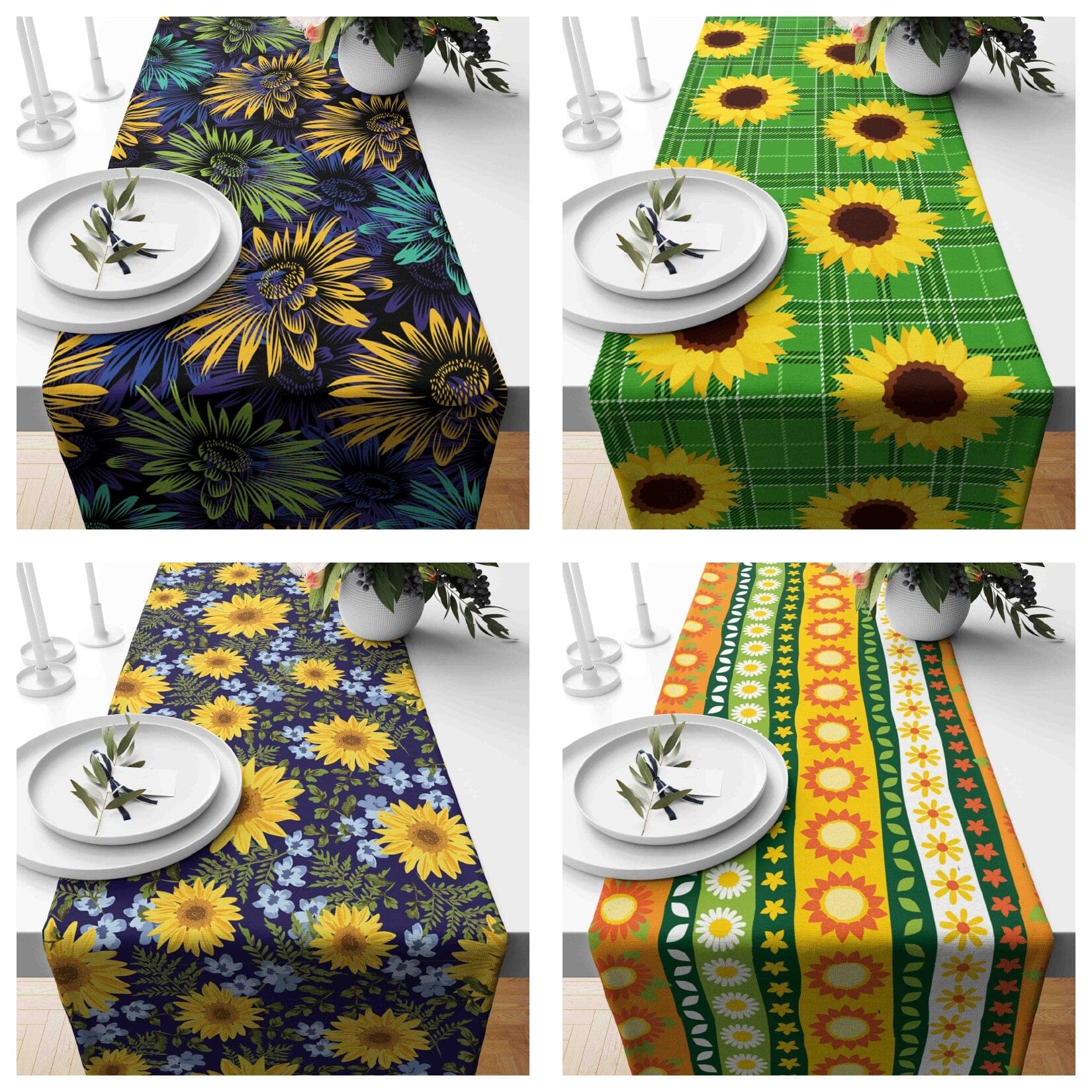 Onay Home Textile table runner Floral Table Runner Sunflower Kitchen Table Clouth Vivid