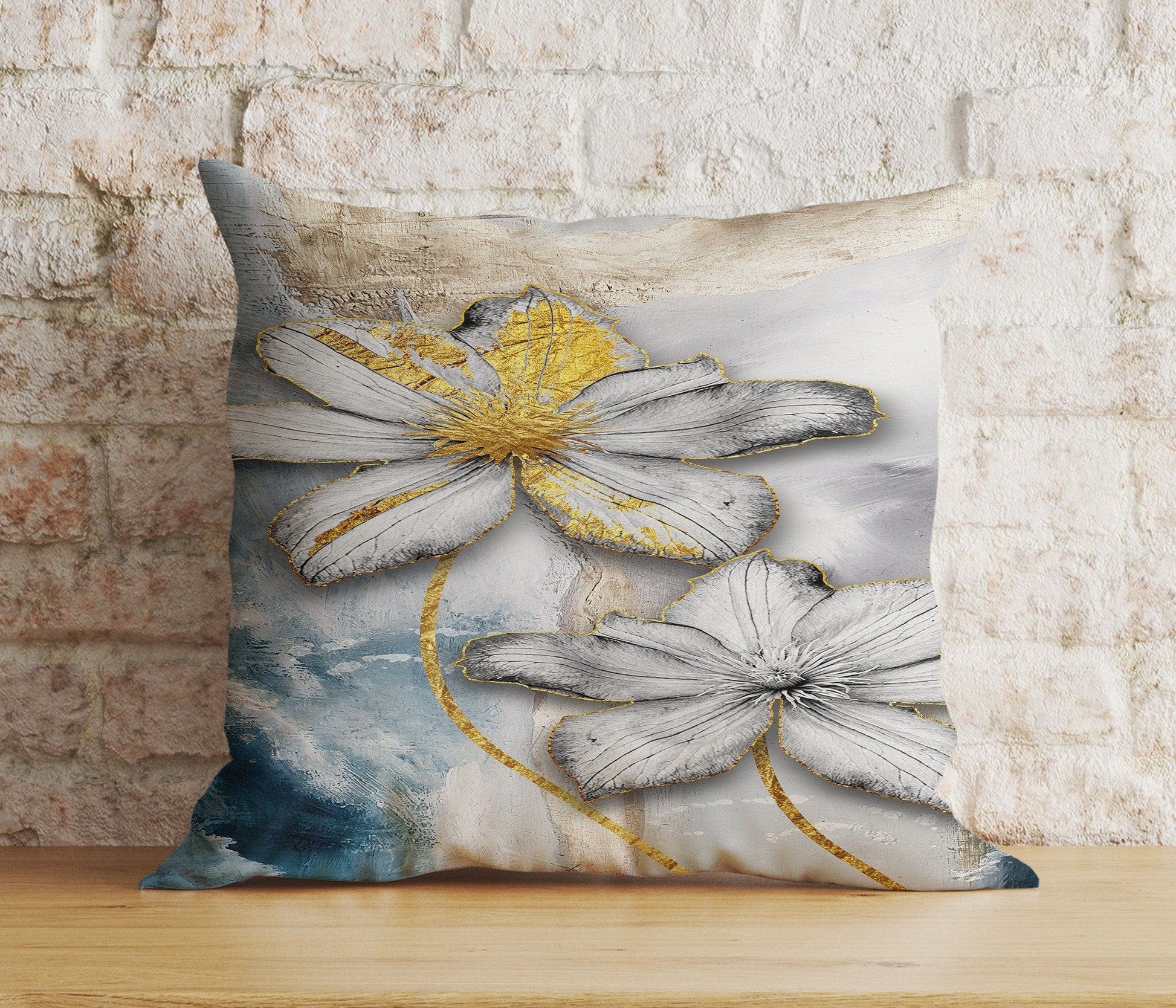 Onay 2 / 12 x 12 inch (30 x 30 cm) Double Side Flower Decoration Floral Living Room Cushion Cover