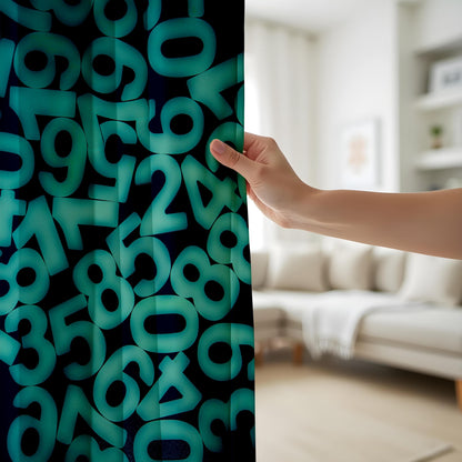 Onay Futuristic Numbers Curtains, Digital Matrix-Inspired Drapes