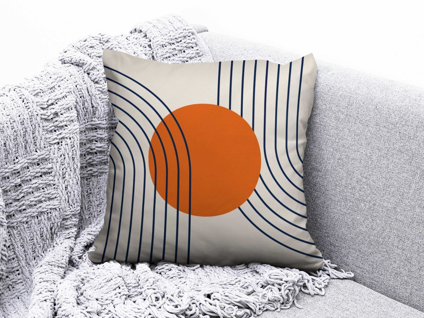 Onay 8 / 12 x 12 inch (30 x 30 cm) Geometric Circle Abstract Stripes Modern Cushion Cover