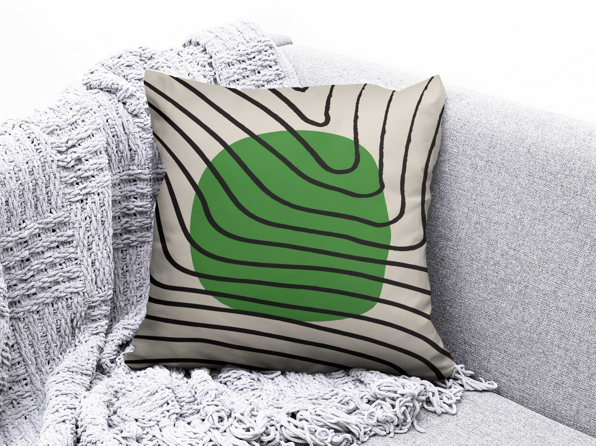 Onay 5 / 12 x 12 inch (30 x 30 cm) Geometric Circle Abstract Stripes Modern Cushion Cover