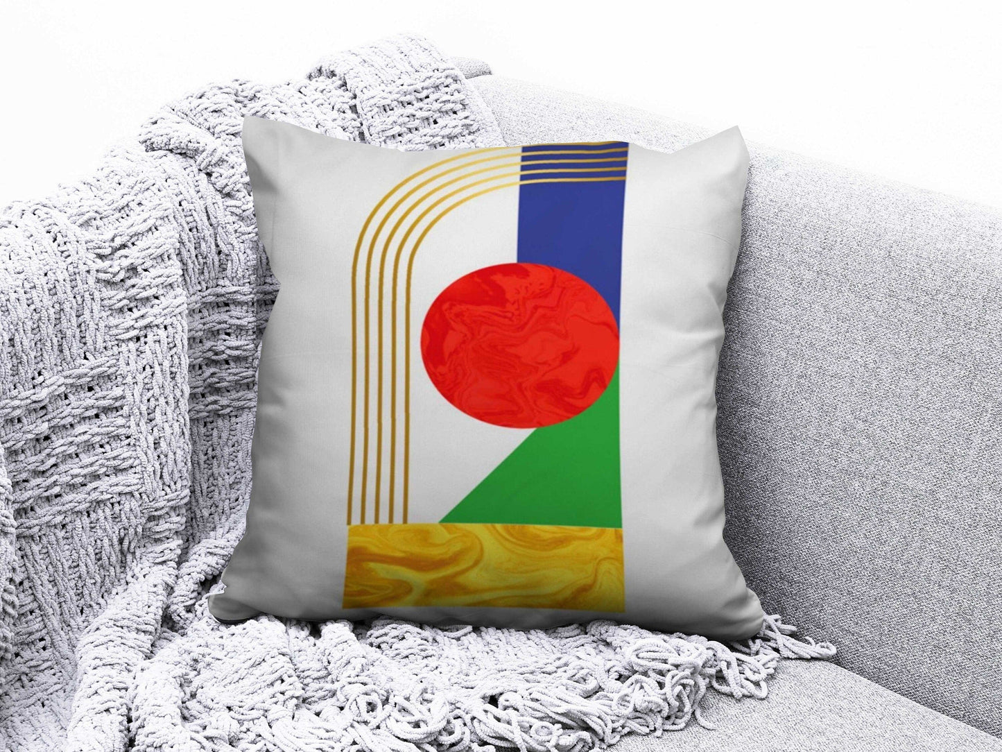 Onay 3 / 12 x 12 inch (30 x 30 cm) Geometric Circle Abstract Stripes Modern Cushion Cover