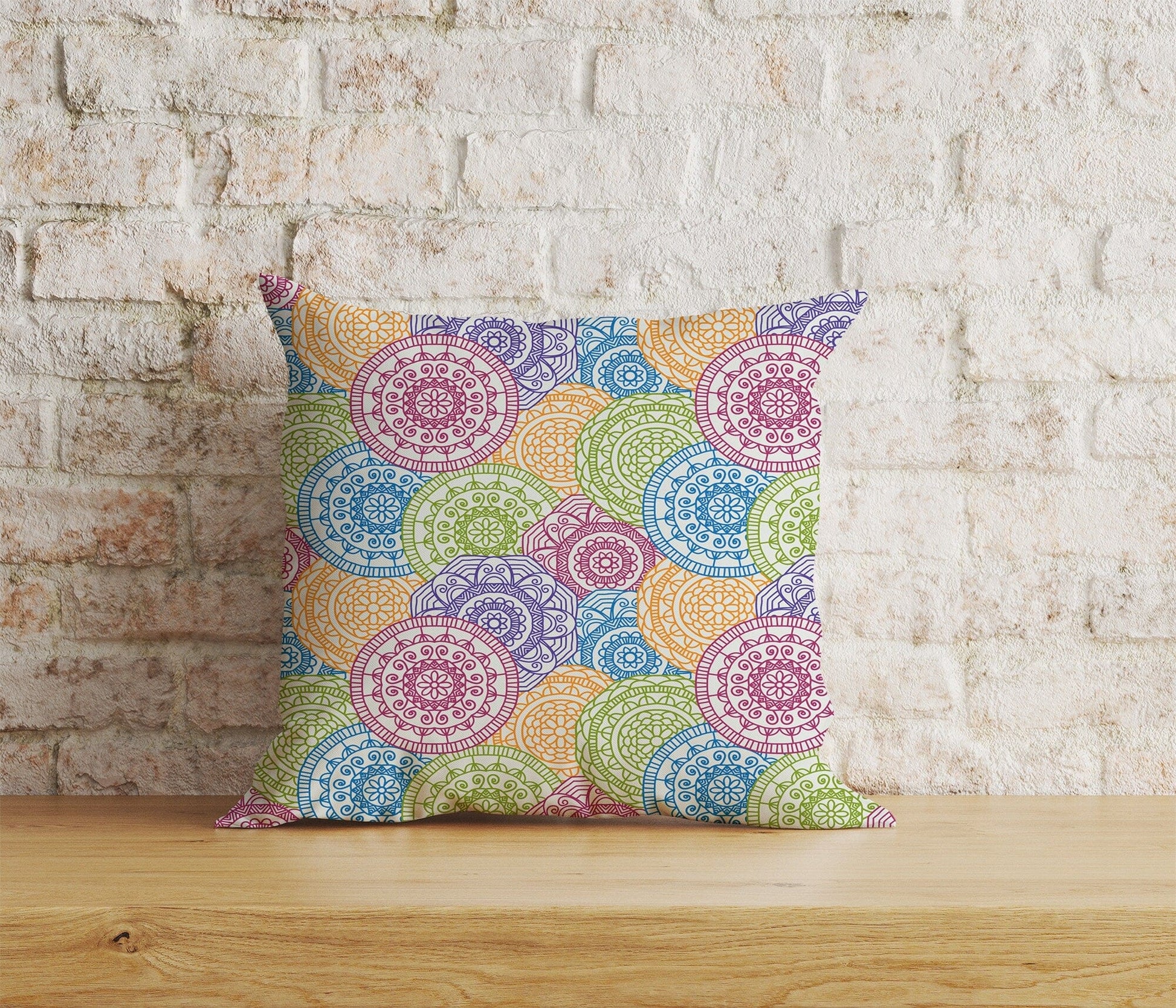 Onay Home Textile Cushion Covers 5 / 12 x 12 inch (30 x 30 cm) Double Side Geometric Colorful  Mandala Cushion Cover Decorative Mandala