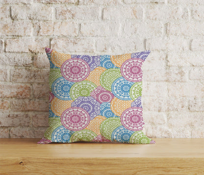 Onay Home Textile Cushion Covers 5 / 12 x 12 inch (30 x 30 cm) Double Side Geometric Colorful  Mandala Cushion Cover Decorative Mandala