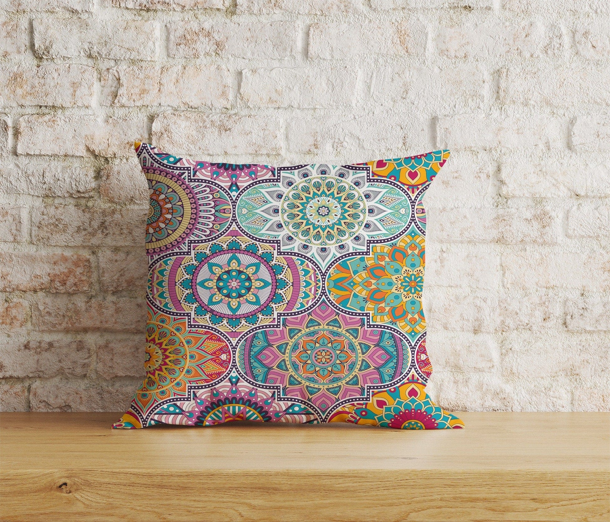 Onay Home Textile Cushion Covers 3 / 12 x 12 inch (30 x 30 cm) Double Side Geometric Colorful  Mandala Cushion Cover Decorative Mandala