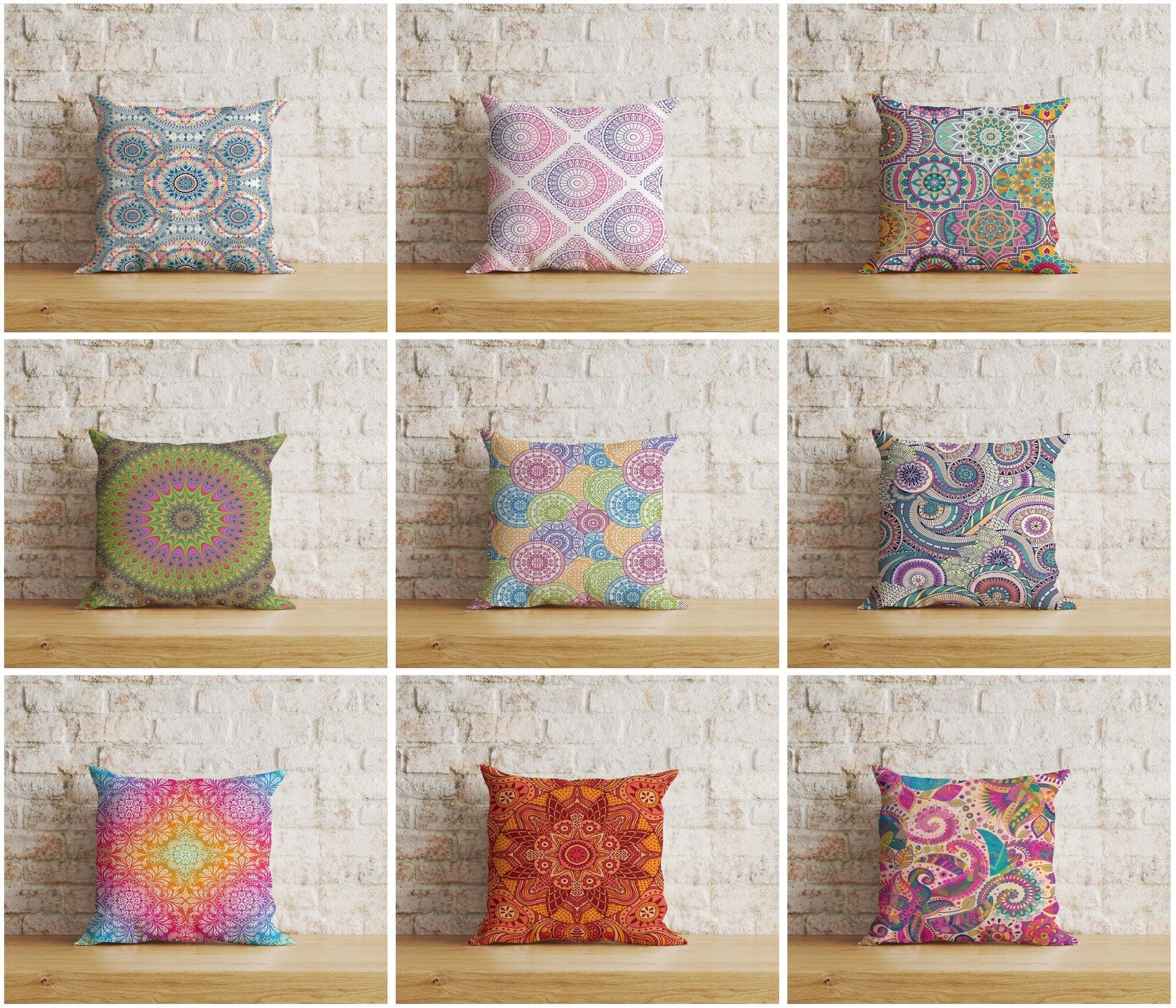 Onay Home Textile Cushion Covers Geometric Colorful  Mandala Cushion Cover Decorative Mandala