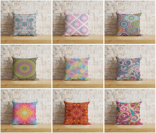 Onay Home Textile Cushion Covers Geometric Colorful  Mandala Cushion Cover Decorative Mandala