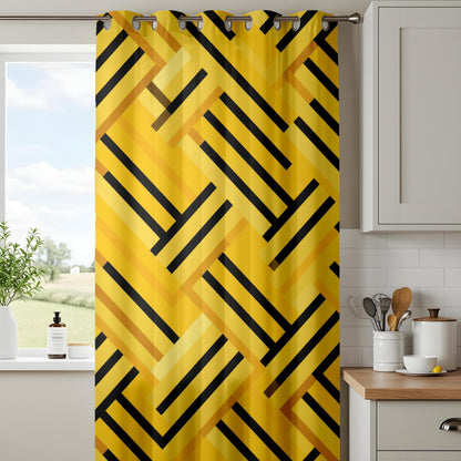 Onay Geometric Curtains – Abstract Yellow Line Pattern Drapes